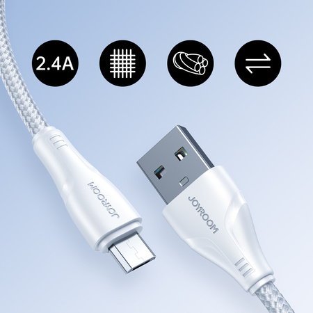 Joyroom kabel USB - micro USB 2.4A Surpass Series do szybkiego ładowania i transferu danych 2 m biały (S-UM018A11)