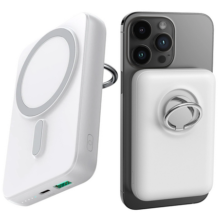 Powerbank bezprzewodowy 10000mAh Joyroom JR-W050 20W MagSafe z ringiem i podstawką - biały