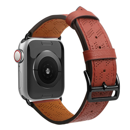 Strap Leather skórzany pasek Apple Watch Ultra, SE, 8, 7, 6, 5, 4, 3, 2, 1 (49, 45, 44, 42  mm) opaska bransoleta czerwony