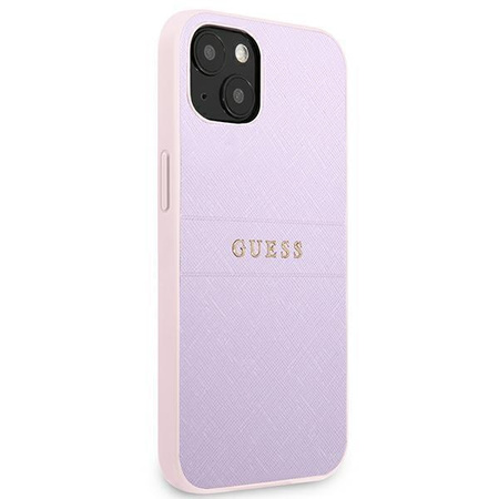 Guess GUHCP13SPSASBPU iPhone 13 mini 5,4" fioletowy/purple Saffiano Hot Stamp & Metal Logo