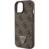Etui Guess Leather 4G Triangle Strass do iPhone 15 - brązowe