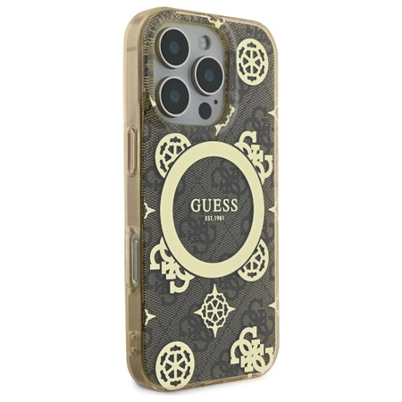 GUESS ETUI HARDCASE DO IPHONE 16 PRO DO MAGSAFE Z WZOREM PEONY NA TLE 4G
