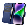 iCarer Wallet Case 2in1 etui iPhone 14 Plus skórzany pokrowiec z klapką Anti-RFID niebieski (WMI14220727-BU)