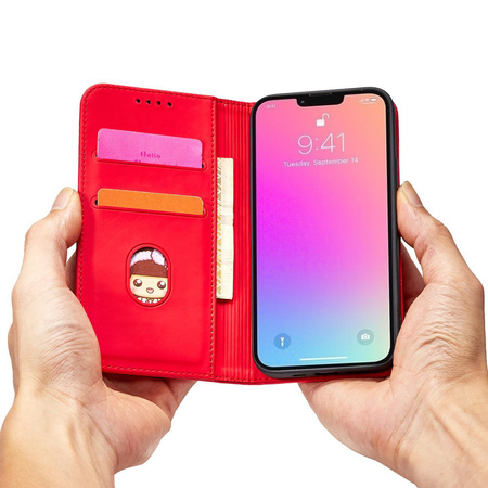 Magnet Card Case etui do iPhone 13 pokrowiec portfel na karty kartę podstawka czerwony