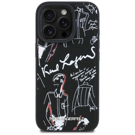 Etui Karl Lagerfeld Grained Pattern & Logo MagSafe do iPhone 16 Pro czarny