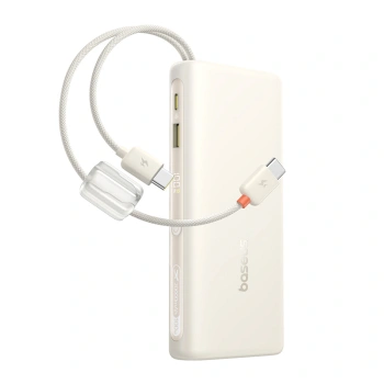 Powerbank Baseus EnerFill FC41 20000mAh 100W z wyświetlaczem cyfrowym z dwoma wbudowanymi kablami USB-C - beżowy