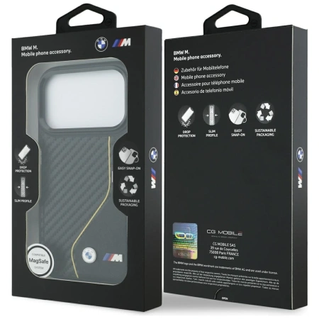 BMW ETUI M CARBON LINE LOGO DO IPHONE 17 PRO MAGSAFE OCHRONA Z WĘGLOWYM