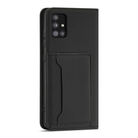 Magnet Card Case etui do Samsung Galaxy A12 5G pokrowiec portfel na karty kartę podstawka czarny