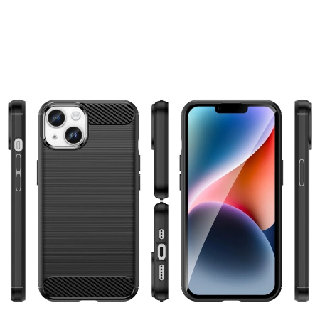 HURTEL CARBON CASE ELASTYCZNY POKROWIEC DO IPHONE 14 PLUS ŻELOWY NA TYŁ