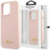 Guess GUHCP12SLSLMGLP iPhone 12 mini 5,4" jasnoróżowy/light pink hardcase Silicone Script Gold Logo