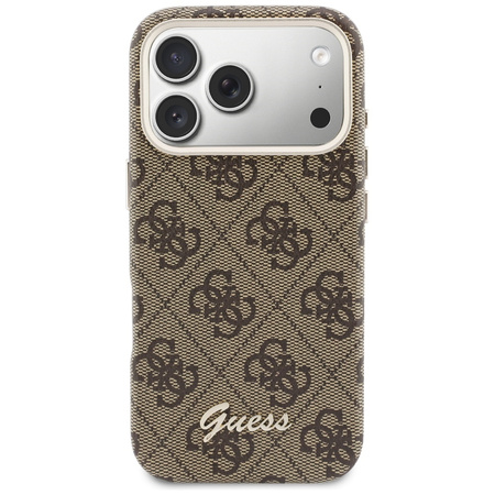 Etui Guess 4G Script MagSafe do iPhone 17 Pro brązowy