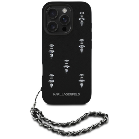 KARL LAGERFELD ETUI SAFFIANO CRYSTALS DO IPHONE 16 PRO Z CHAIN OCHRONA STYL