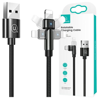 USAMS KABEL PLECIONY DO LIGHTNING IPHONE 12 13 14 1M Z GUMOWYM WYKOŃCZENIEM