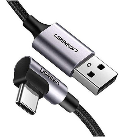 UGREEN KABEL USB DO USB-C KĄTOWY 3A DO TELEFONÓW 3M Z ŁADOWANIEM SZYBKIEM