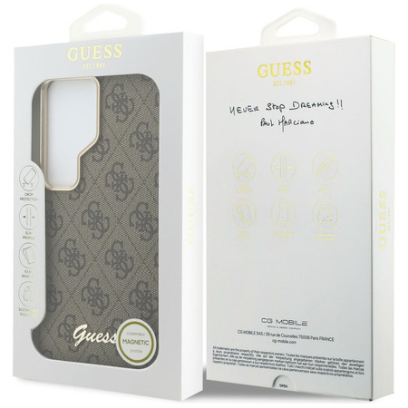 Etui Guess 4G Script MagSafe do Samsung  Galaxy S26 Ultra brązowy