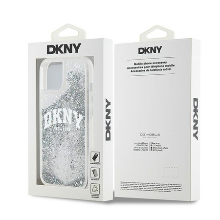 DKNY POKROWIEC HARDCASE LIQUID GLITTER DO IPHONE 15 14 13 6.1 Z DUŻYM LOGO