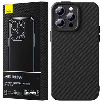 Pancerne etui iPhone 14 Pro kompatybilne z MagSafe szkło hartowane Baseus Synthetic Fiber - czarne
