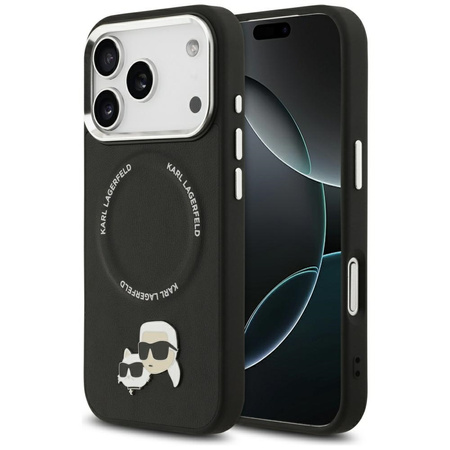 Etui Karl Lagerfeld Karl & Choupette Pins MagSafe do iPhone 17 Pro czarny