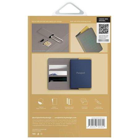 Etui na paszport UNIQ Belmont blokada RFID szaro-żółty
