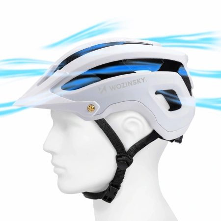 Kask rowerowy MTB Wozinsky z odpinanym daszkiem lekki L - czarno-biały