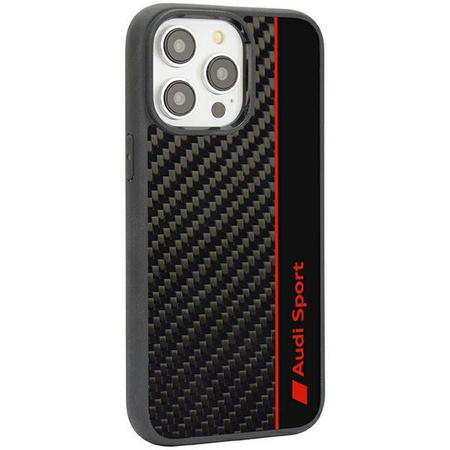 Etui Audi Carbon Fiber Stripe na iPhone 14 Pro Max 6.7" - czarne AUS-TPUPCIP14PM-R8/D1-BK