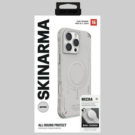 Skinarma etui Mecha iPhone 16 Pro 6.3 Magnetic Charging jasno szary/ light grey