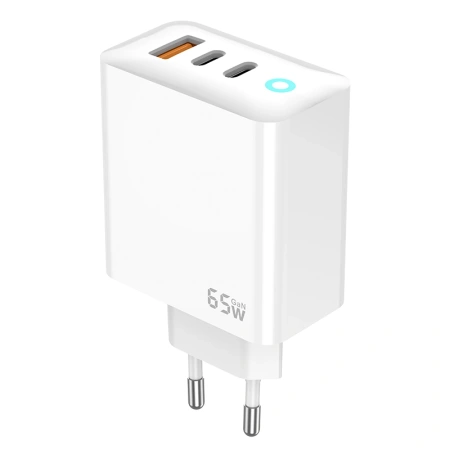 JELLICO ładowarka sieciowa EU20 GaN PD 65W 2xUSB-C + 1xUSB QC3.0 Biały