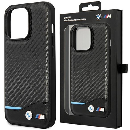 Etui BMW Leather Carbon na iPhone 15 Pro Max - czarne