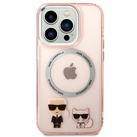 Etui Karl Lagerfeld KLHMP14LHKCP na iPhone 14 Pro hardcase - różowe Karl&Choupette Aluminium Magsafe