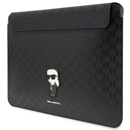 Etui Karl Lagerfeld Sleeve KLCS16SAKHPKK 16" - czarne Saffiano Monogram Ikonik