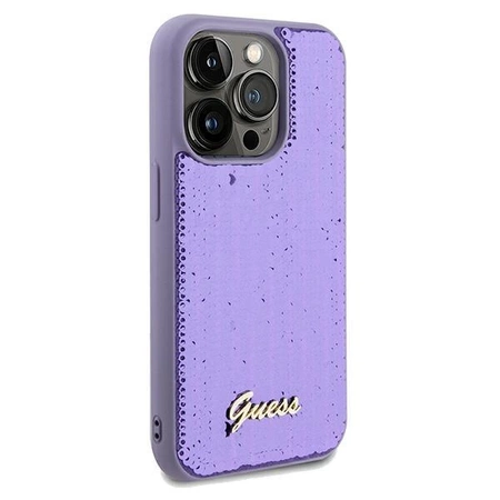 Etui Guess Sequin Script Metal na iPhone 13 Pro Max - fioletowe