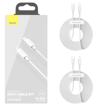 BASEUS KABEL USB-C DO LIGHTNING 20W DO IPHONE 11 12 13 14 1.5M 2SZT ZESTAW