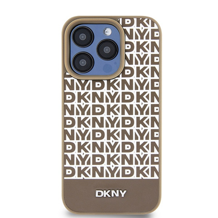 DKNY CASE DO IPHONE 15 PRO 6.1 LEATHER PRINTED PATTERN DO MAGSAFE METAL