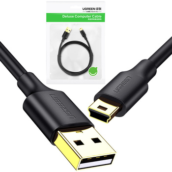 Ugreen 5-pinowy pozłacany kabel USB - mini USB 0,25m czarny (US132)