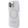 Etui Guess GUHMP12MHTRMP na iPhone 12 / iPhone 12 Pro - różowe Metal Outline Magsafe