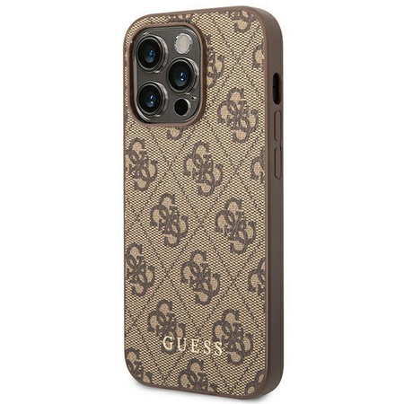 Guess GUHCP14XG4GFBR iPhone 14 Pro Max 6,7" brązowy/brown hard case 4G Metal Gold Logo