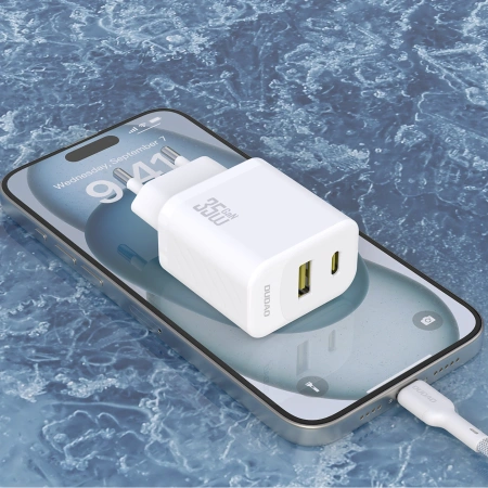 Ładowarka sieciowa Dudao A27MaxCEU PD QC 35W USB-A USB-C z kablem USB-C - biała