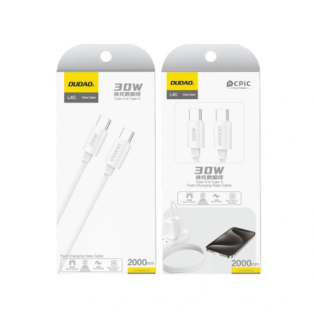 DUDAO KABEL USB-C 30W DO TELEFONÓW 2M Z FUNKCJĄ SZYBKIEGO ŁADOWANIA DO 30W