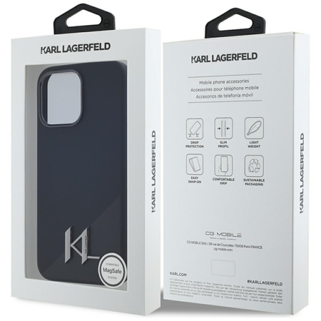KARL LAGERFELD ETUI DO IPHONE 15 PRO SILICONE SHADOW METAL INITIAL MAGNETIC