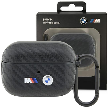 Etui BMW BMAP2WMPUCA2 na AirPods Pro 2 gen cover - czarne Carbon Double Metal Logo