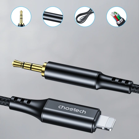 CHOETECH KABEL AUX007 DO LIGHTNING MINI JACK 3.5MM DO IPHONE 12 13 14 1M