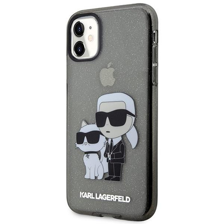 Etui Karl Lagerfeld KLHCN61HNKCTGK na iPhone 11 / Xr - czarne Gliter Karl&Choupette