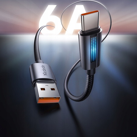 MCDODO KABEL USB-C SZYBKIE ŁADOWANIE DO SAMSUNG XIAOMI TYP C 6A 100W 1M LED