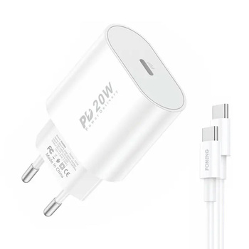 FONENG ŁADOWARKA PD 3.0 EU39 20W Z KABLEM TYPE-C DO TELEFONÓW I AKCESORIÓW