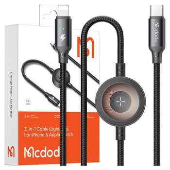 MCDODO ŁADOWARKA INDUKCYJNA DO APPLE WATCH 2W1 KABEL DO IPHONE LIGHTNING