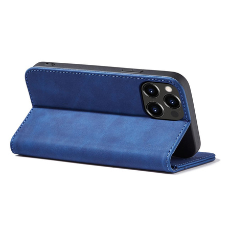 Magnet Fancy Case etui do iPhone 13 Pro Max pokrowiec portfel na karty kartę podstawka niebieski