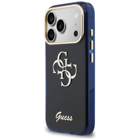 Etui Guess IML 4G Script Metal do iPhone 17 Pro Max niebieski