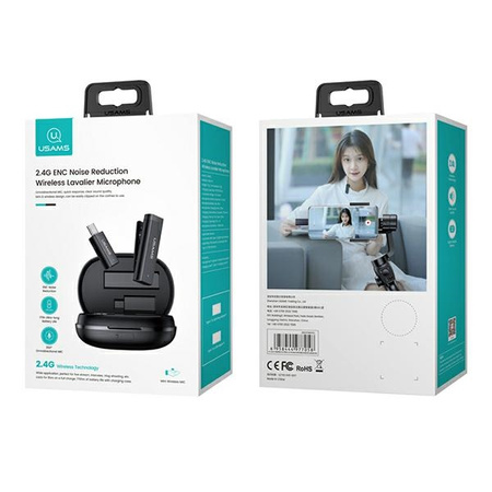 USAMS Bezprzewodowy mikrofon krawatowyENC 2.4G Wireless Lavalier Microphone USB-C ZB243MKF01 (US-ZB243)