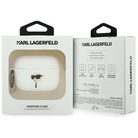 Etui Karl Lagerfeld Silicone Karl Head 3D do AirPods Pro 3 biały