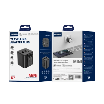 JELLICO uniwersalny adapter podróżny S7 Max 2500W Czarny